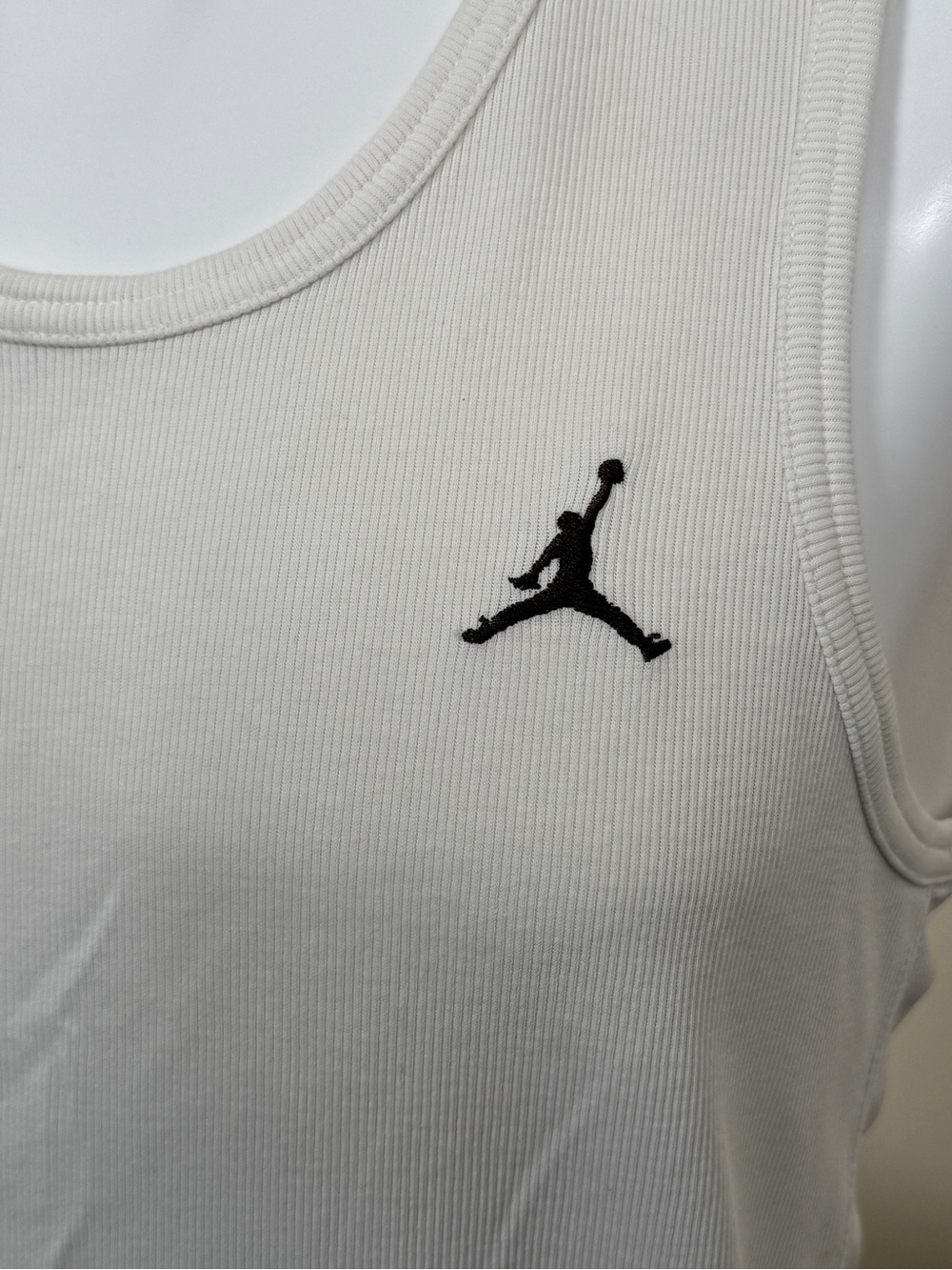 Jordan White Ribbed Tank Top Men’s Large Jumpman Sleeveless Shirt - Picture 4 of 12